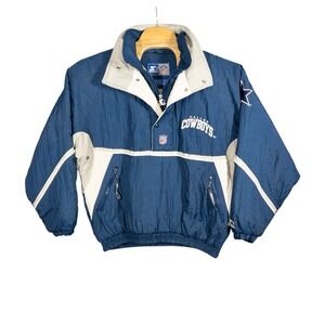 Vintage Starter Dallas‎ Cowboys Puffer Jacket Qtr Zip Mens XL NFL Football 90's